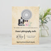 Vintage Kamera Einladung (Stehend Vorderseite)