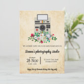 Vintage Kamera Einladung (Stehend Vorderseite)