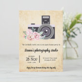 Vintage Kamera Einladung (Stehend Vorderseite)