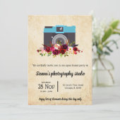 Vintage Kamera Einladung (Stehend Vorderseite)