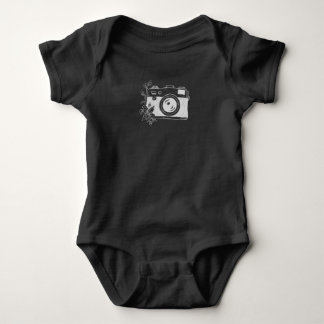 Vintage Kamera – Florale Skizze Baby Strampler