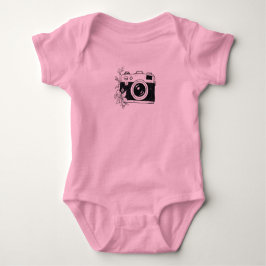 Vintage Kamera – Florale Skizze Baby Strampler
