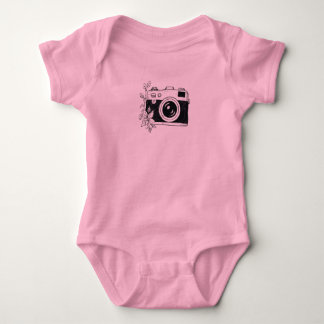 Vintage Kamera – Florale Skizze Baby Strampler