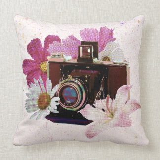 Vintage Kamera mit Blumen Kissen