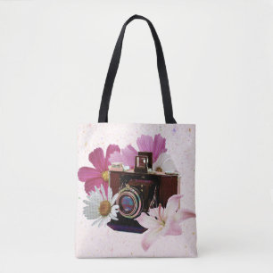 Vintage Kamera mit Blumen Tasche