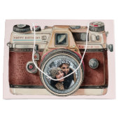 Vintage Kamera mit Foto Große Geschenktüte (Vorderseite)