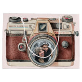 Vintage Kamera mit Foto Große Geschenktüte (Rückseite)