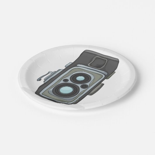 Vintage Kamera Pappteller (Schrägansicht)