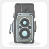 Vintage Kamera Quadratischer Aufkleber (Vorderseite)