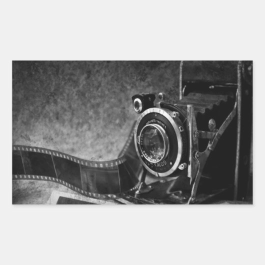 Vintage Kamera Rechteckiger Aufkleber (Vorderseite)