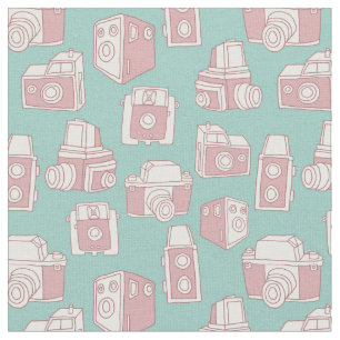 Vintage Kamera-Retro Muster (blau) Stoff