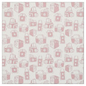 Vintage Kamera-Retro Muster (Weiß/Rosa) Stoff (Muster)