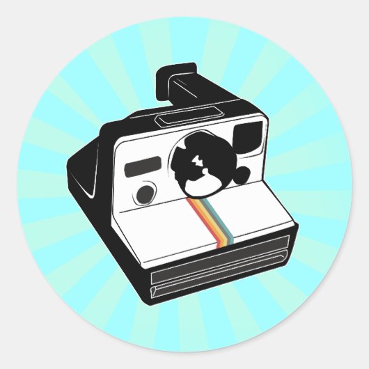 Vintage Kamera Runder Aufkleber (Vorderseite)
