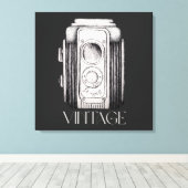Vintage Kamera Schwarz Leinwanddruck (Insitu (Holzboden))