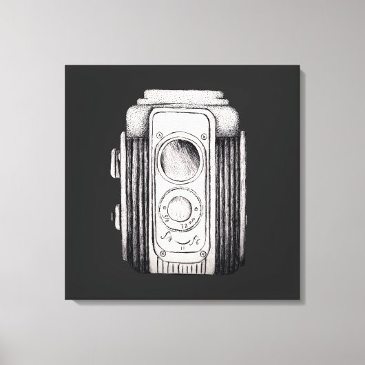 Vintage Kamera Schwarz ohne Text Leinwanddruck (Vorderseite)