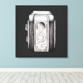 Vintage Kamera Schwarz ohne Text Leinwanddruck (Insitu (Holzboden))