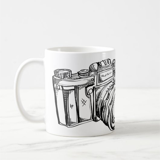 Vintage Kamera-Schwarzweiss-Kaffeetasse Kaffeetasse (Links)