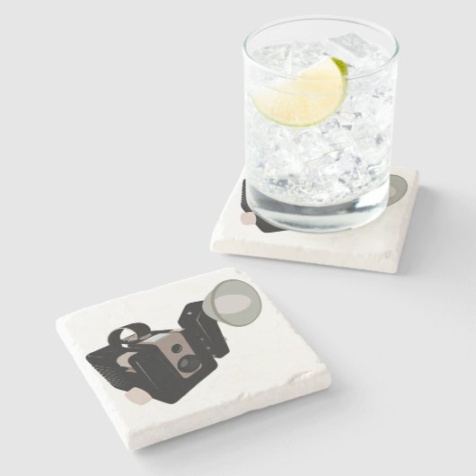 Vintage Kamera Steinuntersetzer (Seitenansicht)