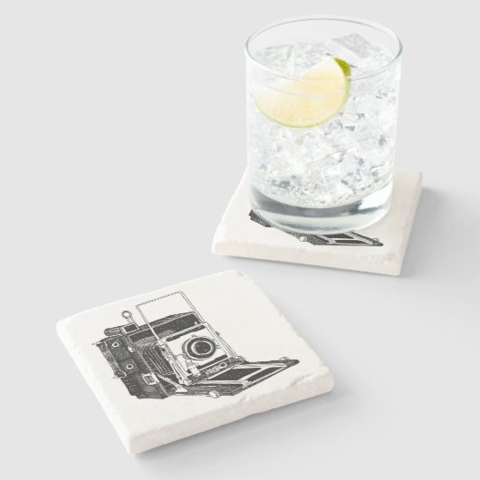 Vintage Kamera Steinuntersetzer (Seitenansicht)