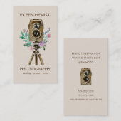 Vintage Kamera und Blume Aquarellbilder Visitenkarte (Vorne/Hinten)