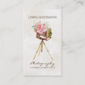 Vintage Kamera und Rose Aquarellbilder Visitenkarte (Vorderseite)