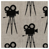 Vintage KAMERA UND TRIPOD-MOTIF Stoff (Nahaufnahme)