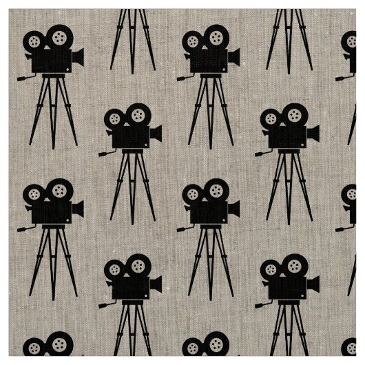 Vintage KAMERA UND TRIPOD-MOTIF Stoff (Muster)