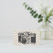 Vintage Kamera-Zickzack Fotograf-Geschäfts-Karten Visitenkarte (Stehend Vorderseite)