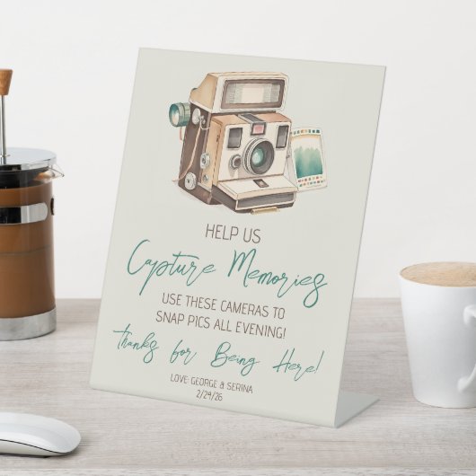 Vintage Kamerabenutzungsrichtungen Sockelschild (In SItu)