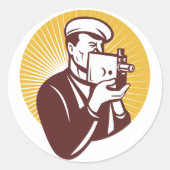 Vintage Kameraman Stickers (Vorderseite)