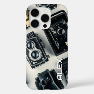 Vintage Kameras auf weißem Hintergrund iPhone 16 Pro Hülle