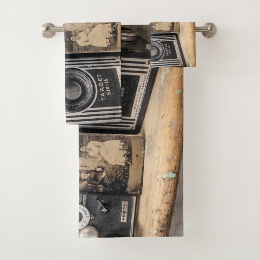 Vintage Kameras mit Vintagem Druck Badhandtuch Set (Insitu)