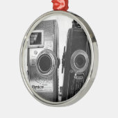 Vintage Kameras Silbernes Ornament (Links)