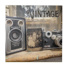 Vintage Kameras und Foto Fliese