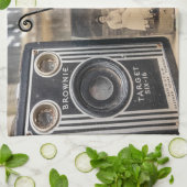 Vintage Kameras und Foto Geschirrtuch (Gefaltet)