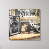 Vintage Kameras und Foto Leinwanddruck (Vorderseite)