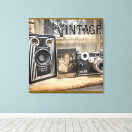 Vintage Kameras und Foto Leinwanddruck