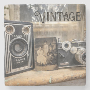 Vintage Kameras und Foto Steinuntersetzer