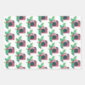 Vintage Kameras und rosa Blume Geburtstag Geschenkpapier Set (Vorderseite 3)