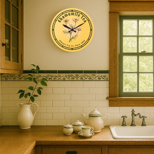 Vintage Kamillenkraut Botanische Kunst Große Wanduhr
