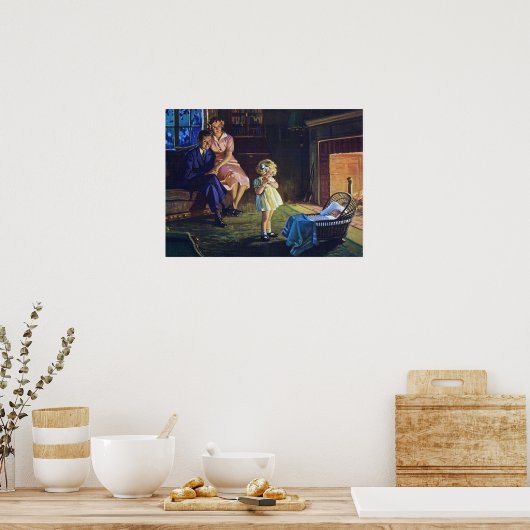 Vintage Kaminfamilie Retro Poster (Küche)