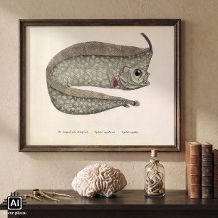 Vintage Kamm-Flossenfisch, Meeresaquarienleben Poster