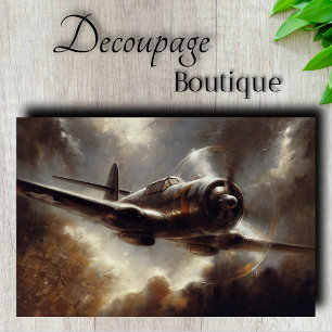Vintage-Kampf-Flugzeug-Dekoupage Seidenpapier