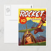 Vintage-Kampfflugzeug-Comic Postkarte (Vorne/Hinten)