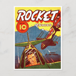 Vintage-Kampfflugzeug-Comic Postkarte