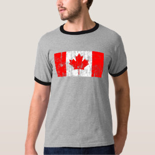 Vintage Kanada-Flagge Ringel T-Shirt