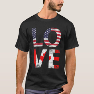 Vintage Kanada USA-Flagge Kanadisch Amerikanische T-Shirt