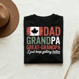 Vintage kanadische Flagge Papa Urgroßvater T-Shirt