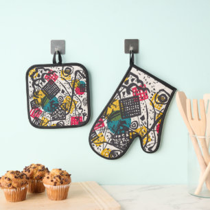 Vintage Kandinsky Kleine Welten V Bauhaus Abstrakt Ofenhandschuh & Topflappen-Set