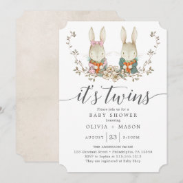 Vintage Kaninchen Botanische Zweiwindusche Einladung